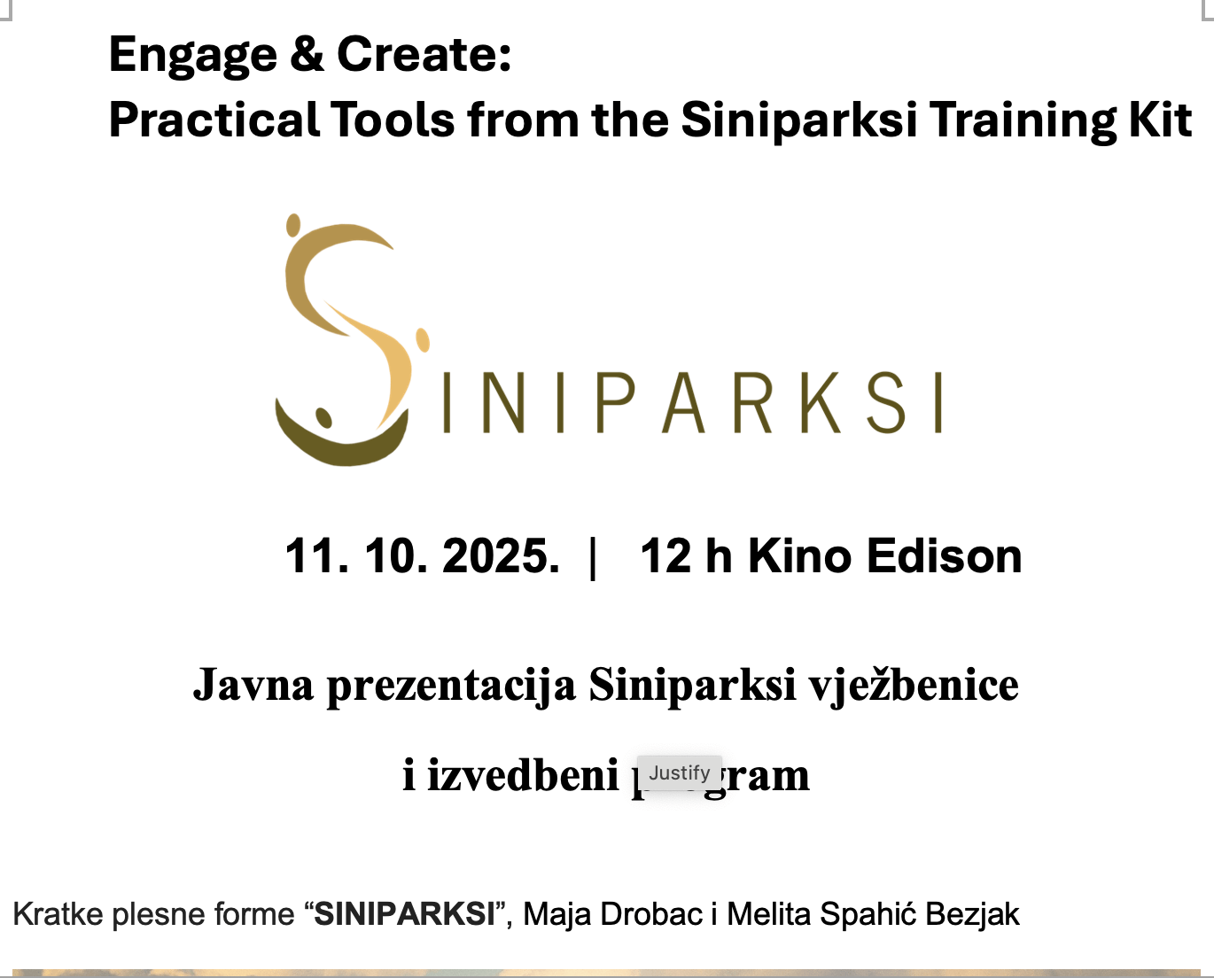 Interaktivna radionica sukreacije i prezentacija — Siniparksi Training Kit